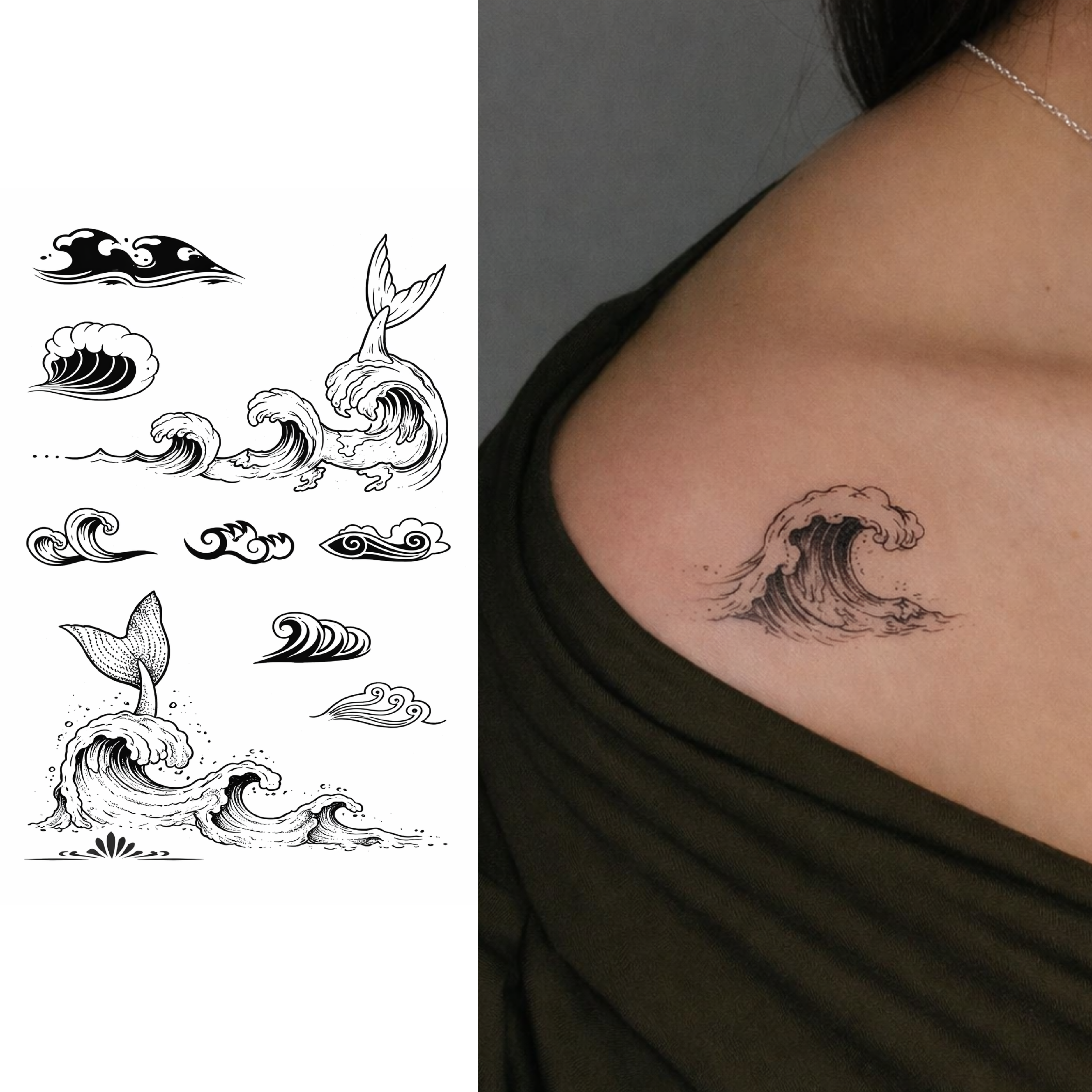 (9 tatuajes) océano – Tatuaje Semi permanente