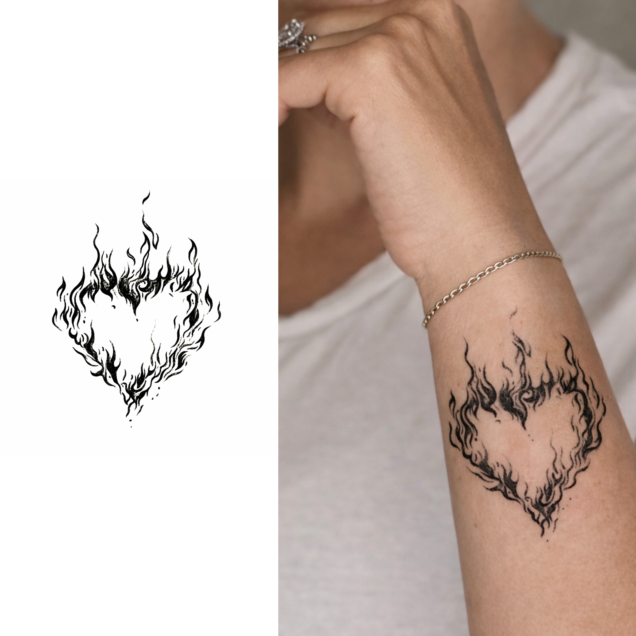 Corazón en llamas – Tatuaje Semi Permanente