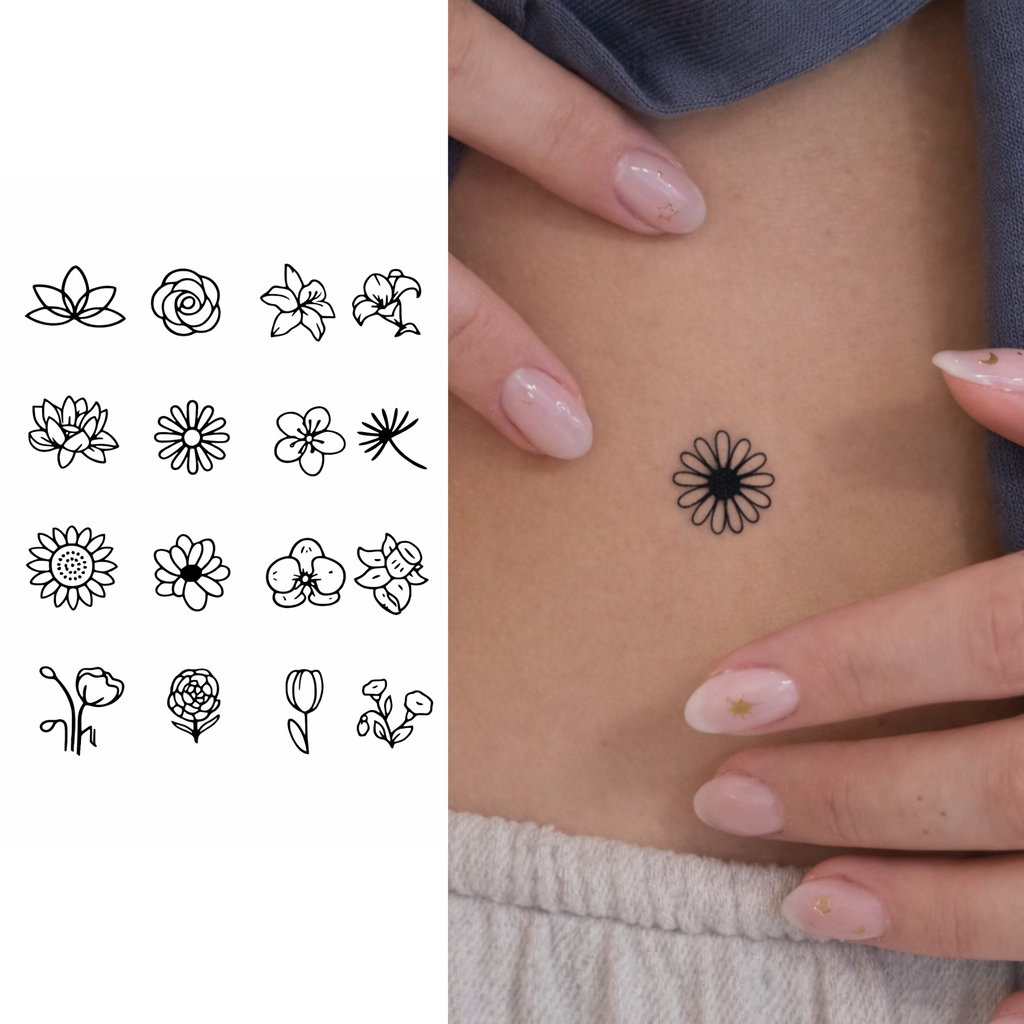 (16 tatuajes) flores – Tatuaje Semi Permanente