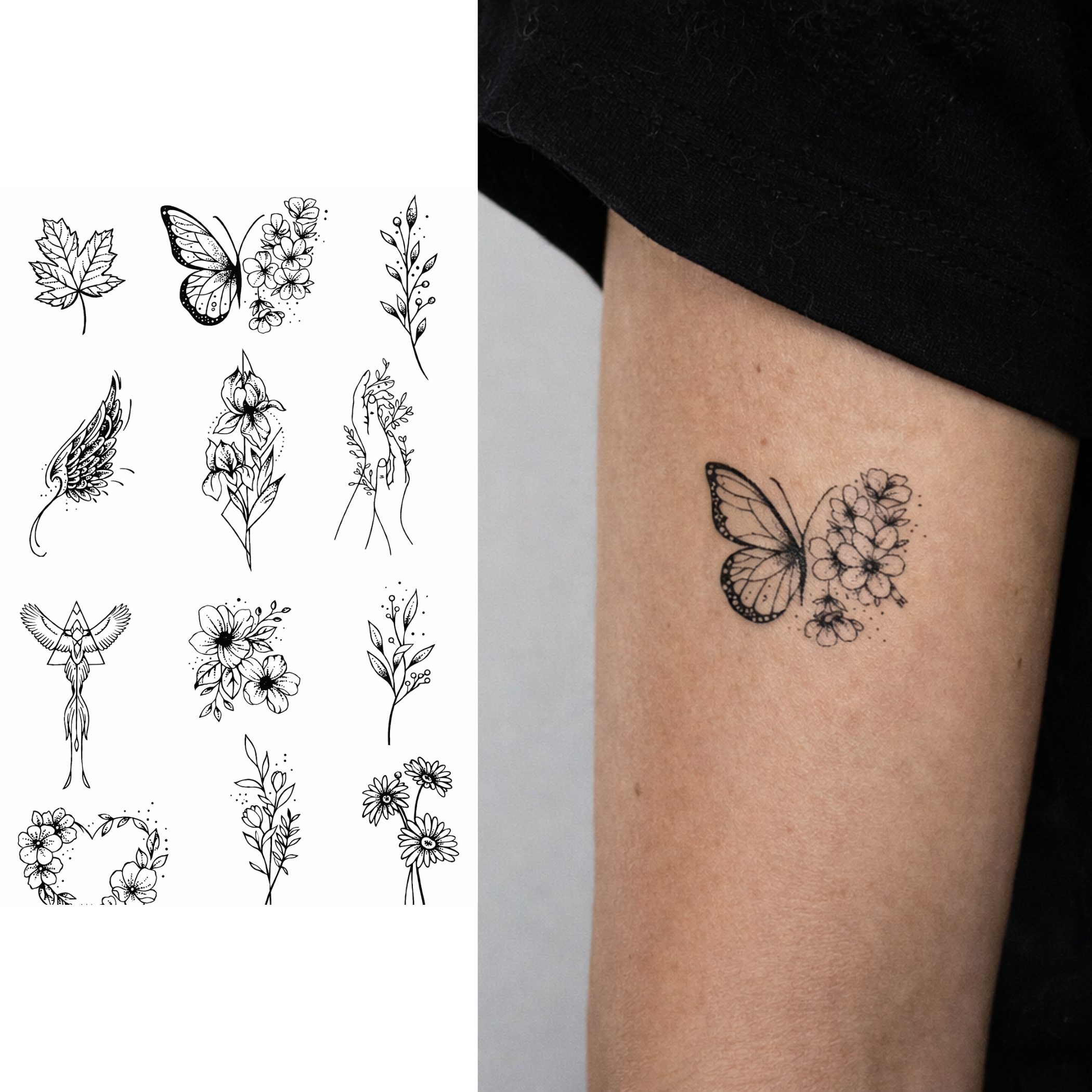 (12 tatuajes) Flores espirituales – Tatuaje Semi permanente