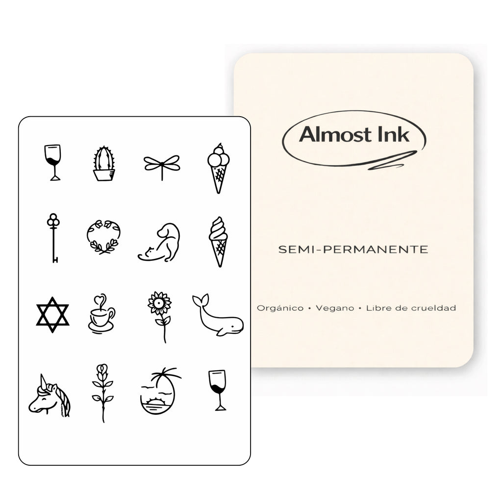 (16 tatuajes) Copas de vino – Tatuaje Semi Permanente