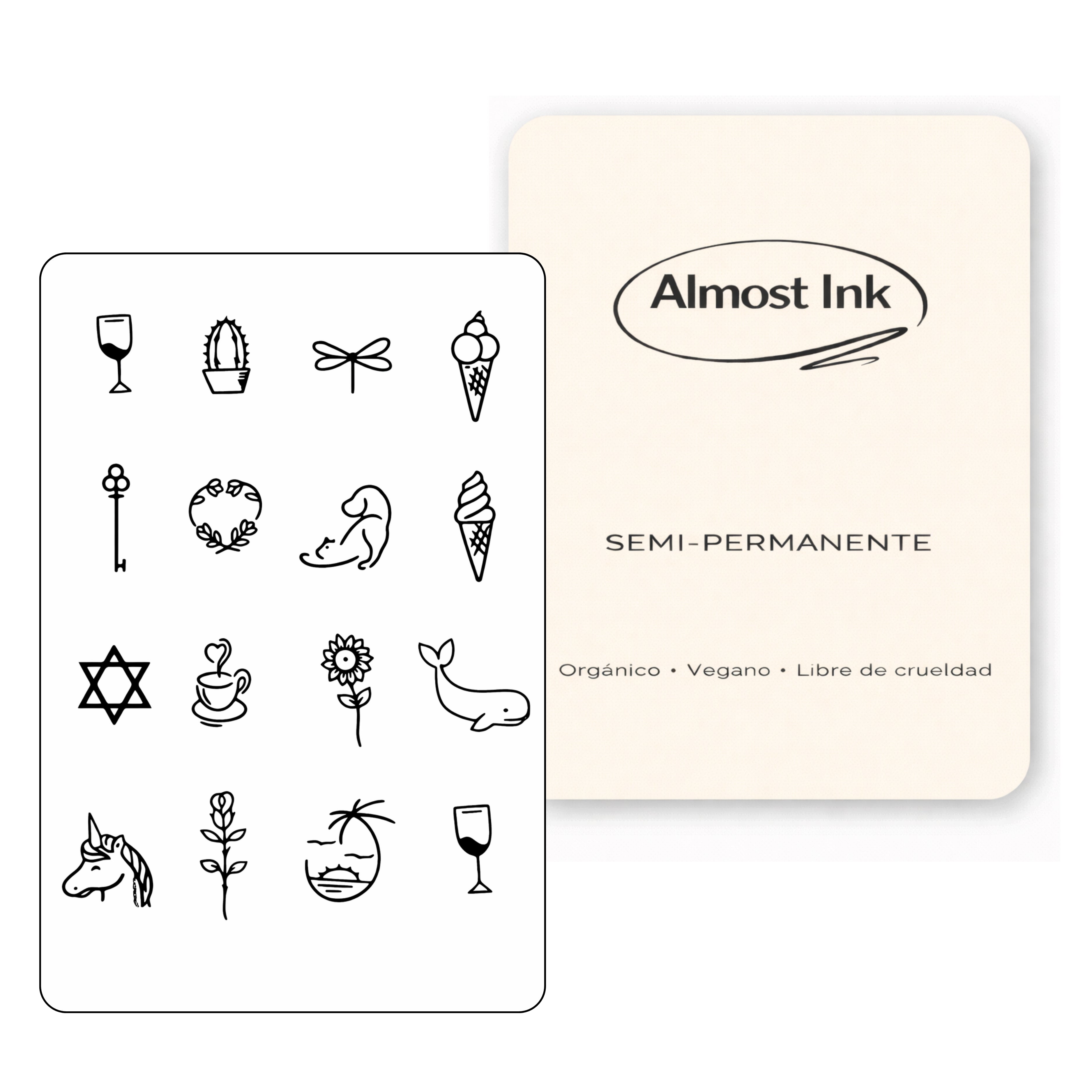 (16 tatuajes) Copas de vino – Tatuaje Semi Permanente