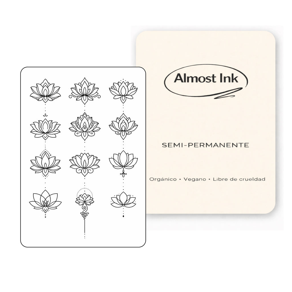 (12 tatuajes) Ilustraciones florales – Tatuaje Semi Permanente