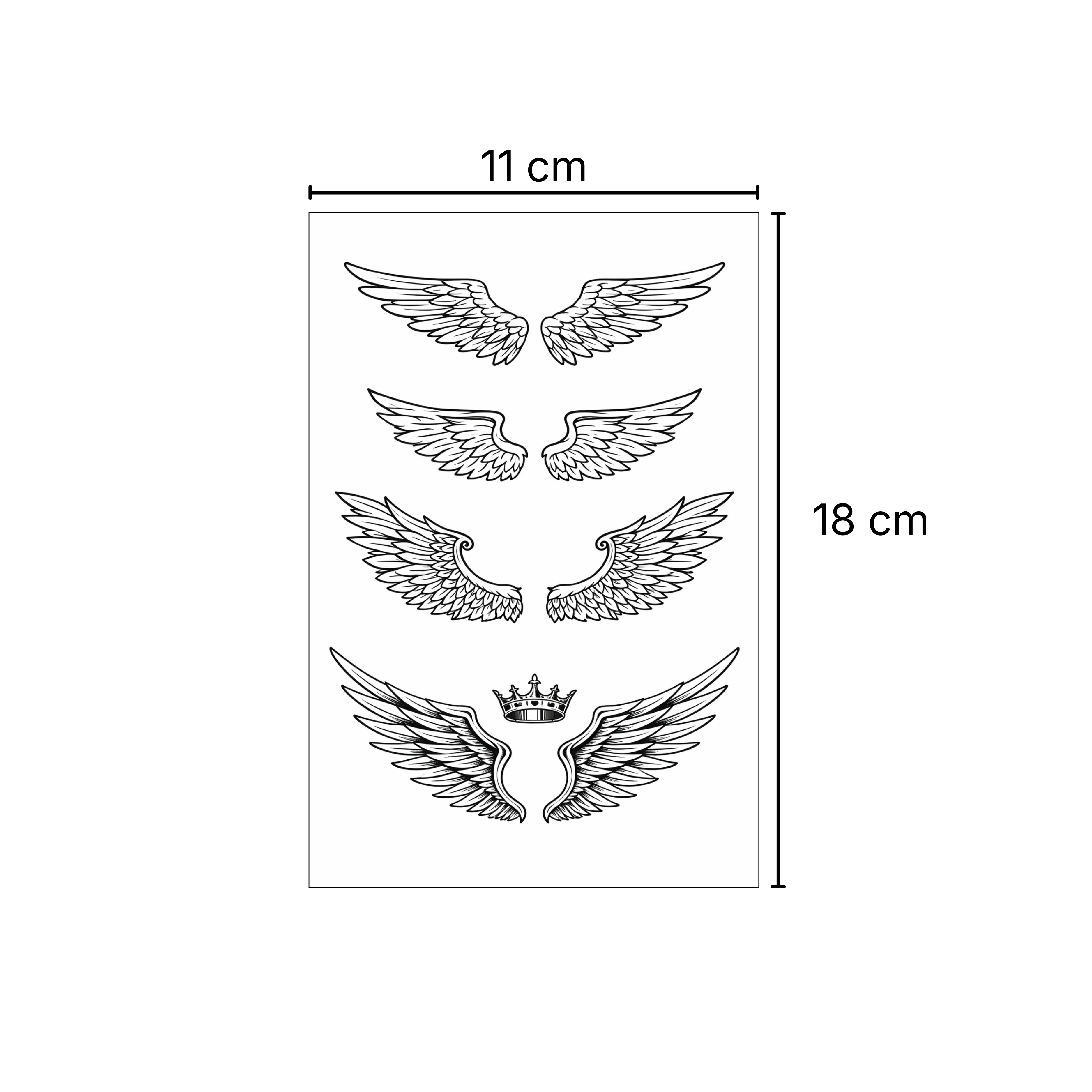 (4 tatuajes) Alas – Tatuaje Semi permanente