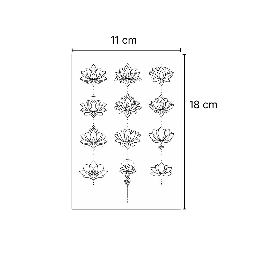 (12 tatuajes) Ilustraciones florales – Tatuaje Semi Permanente