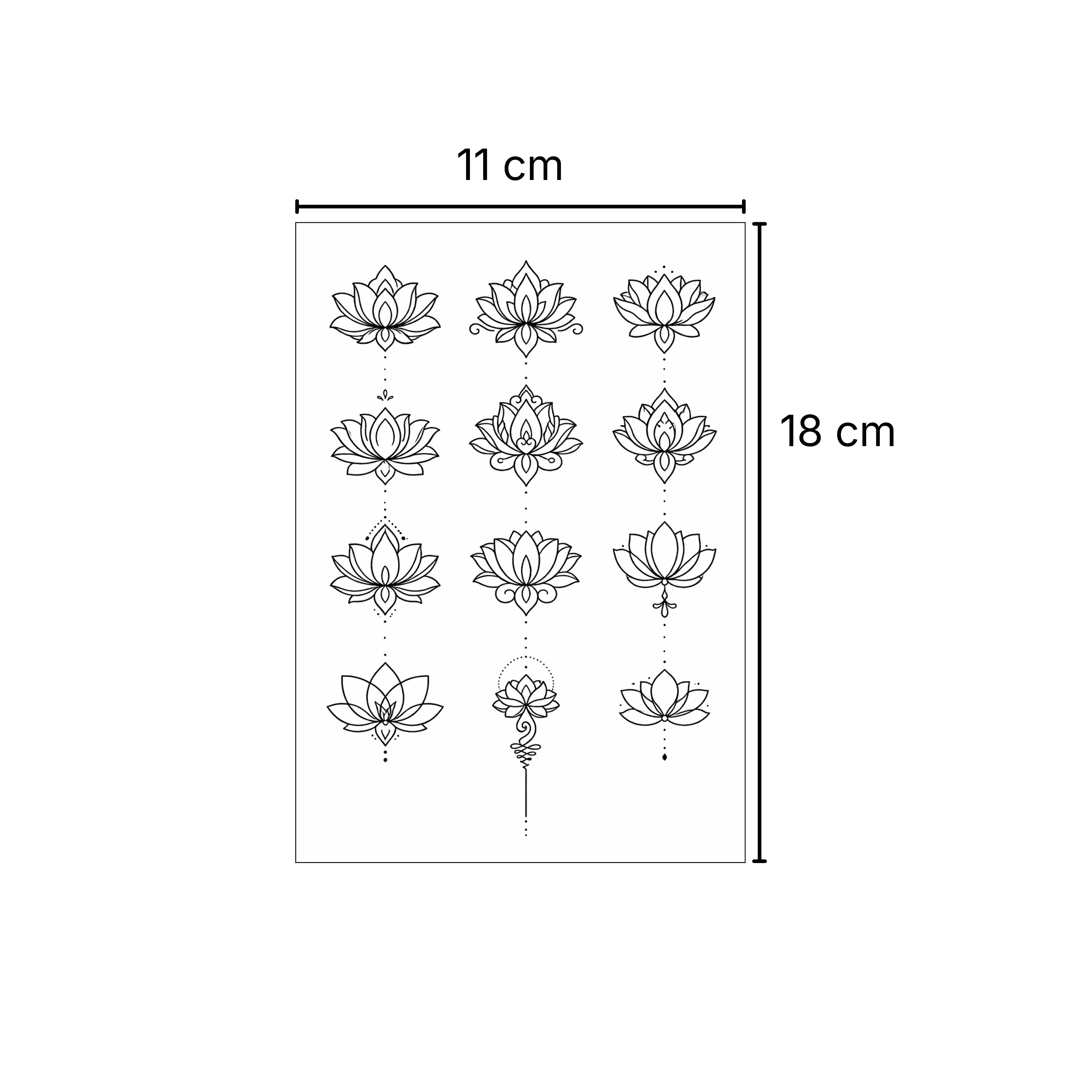 (12 tatuajes) Ilustraciones florales – Tatuaje Semi Permanente