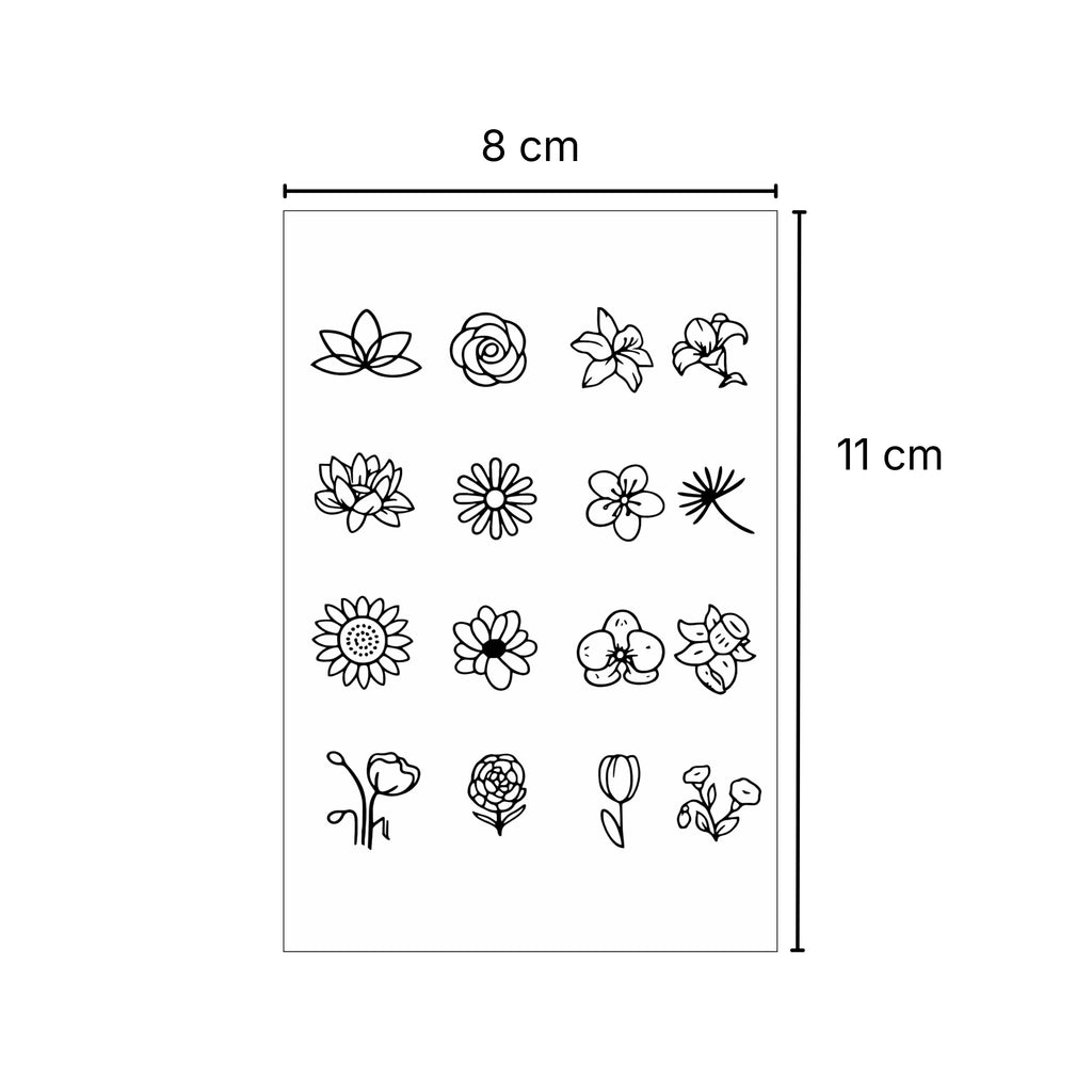 (16 tatuajes) flores – Tatuaje Semi Permanente