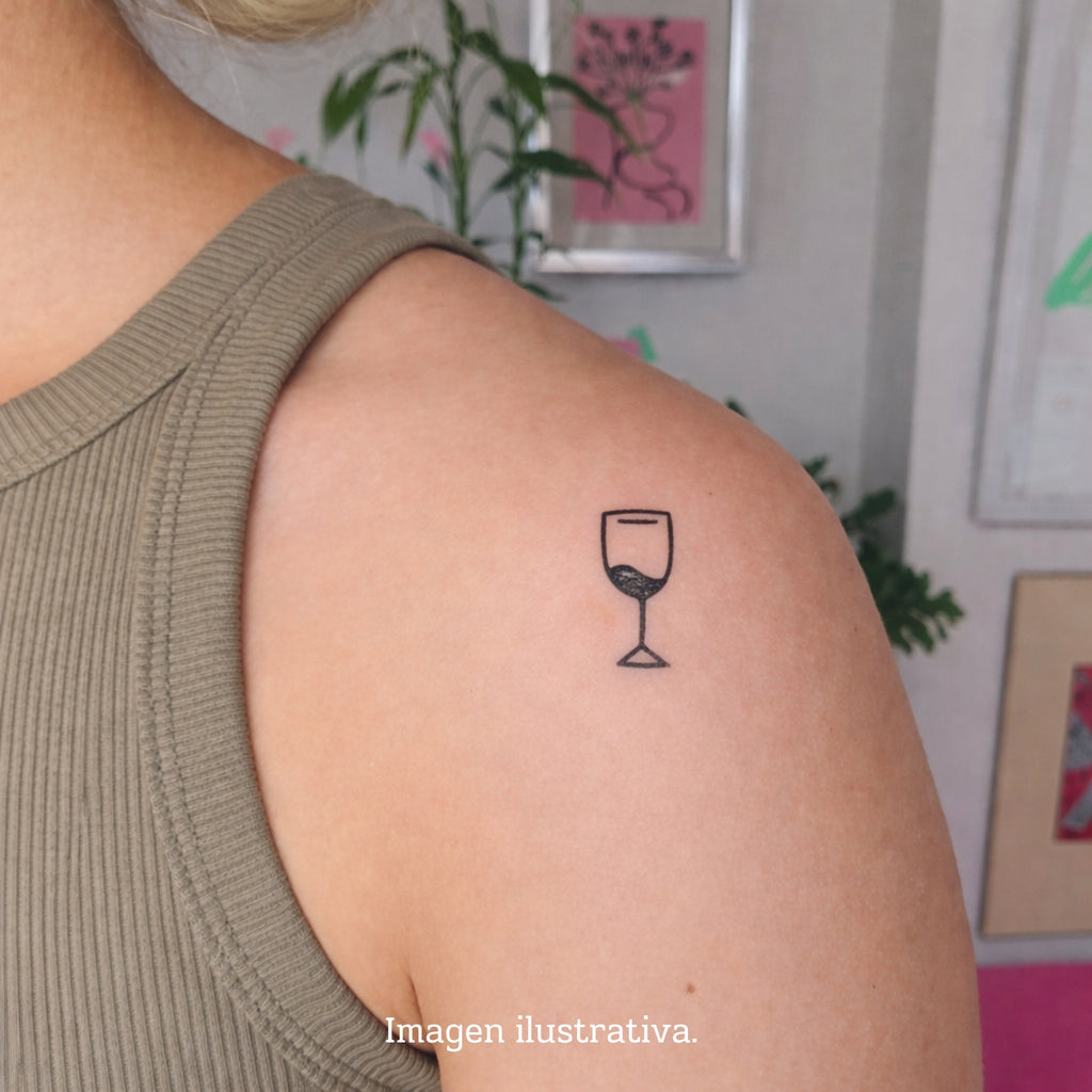 (16 tatuajes) Copas de vino – Tatuaje Semi Permanente